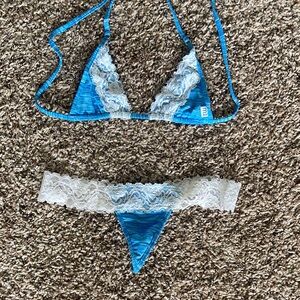 ☀️ Blue and White Lace Bikini Set